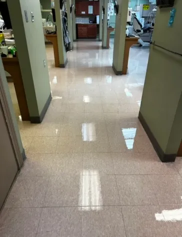Clean, glossy floor in a dental office