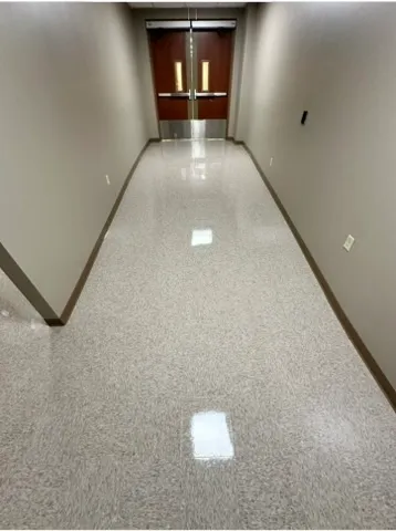 Clean corridor floor in an office building