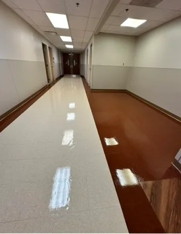 Office corridor cleaned and polished