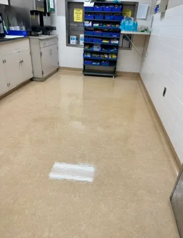 School supply room with a clean floor
